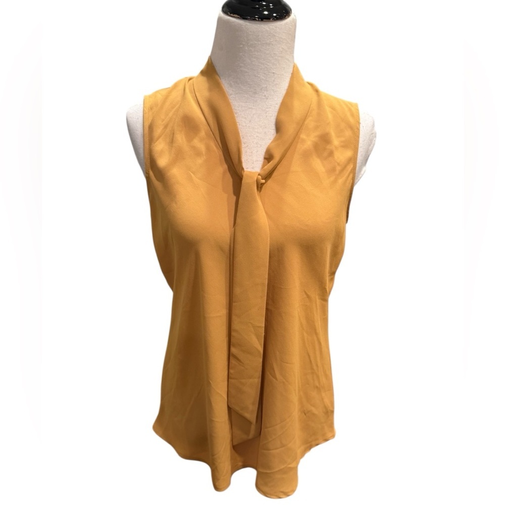 Kasper Women’s Mustard Golden Pear Tie-Front Sleeveless Blouse Size Medium NWT